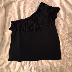 Lane Bryant Black Top with One-Shoulder Detail Size 18/20